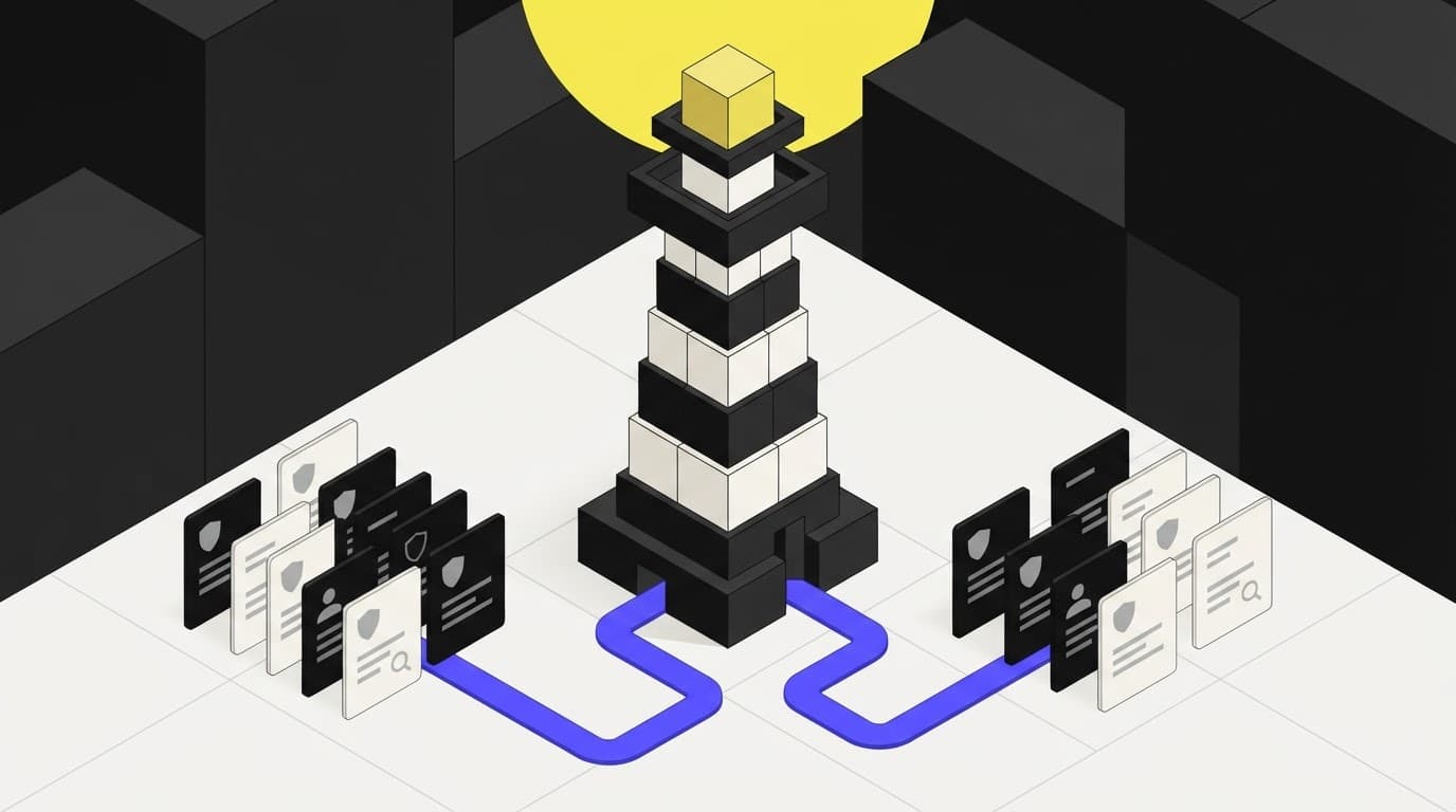 Isometric illustration of a lighthouse structure representing regulatory oversight