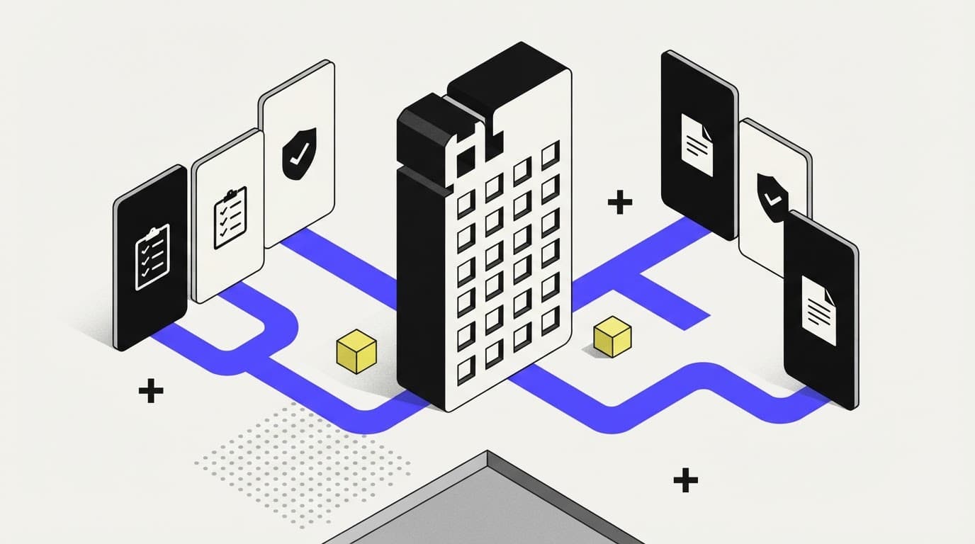 Isometric illustration of a punch card structure representing audit readiness