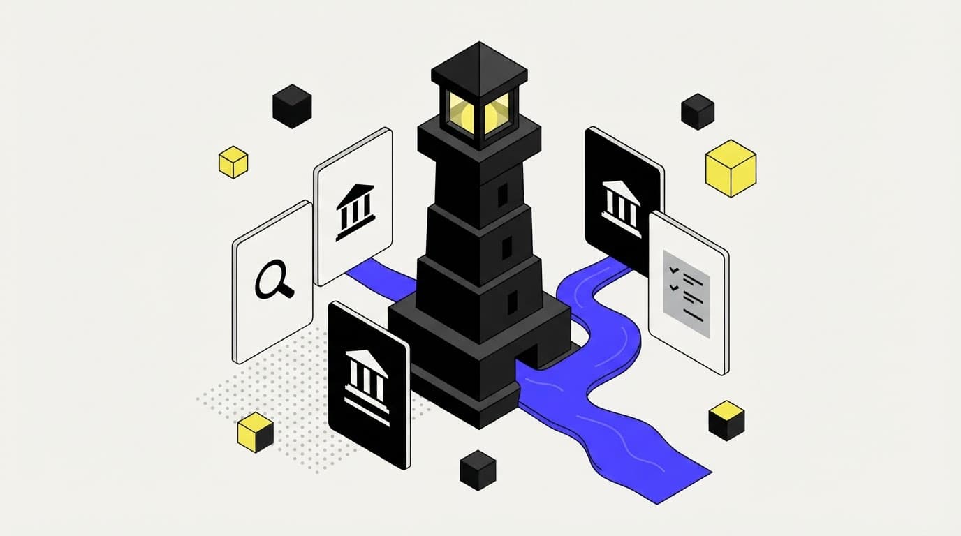 Isometric lighthouse hero object representing continuous monitoring