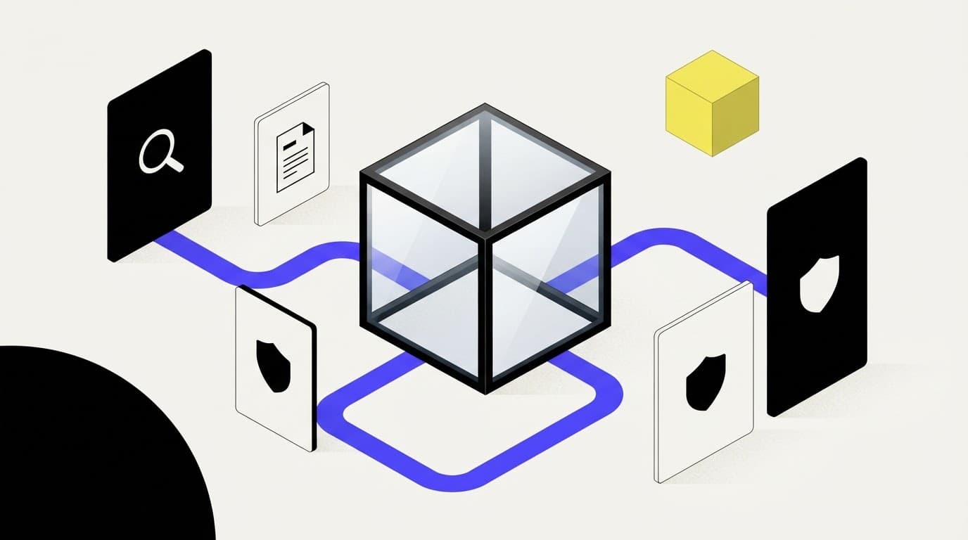 A central inspection cube representing an analytical due diligence engine