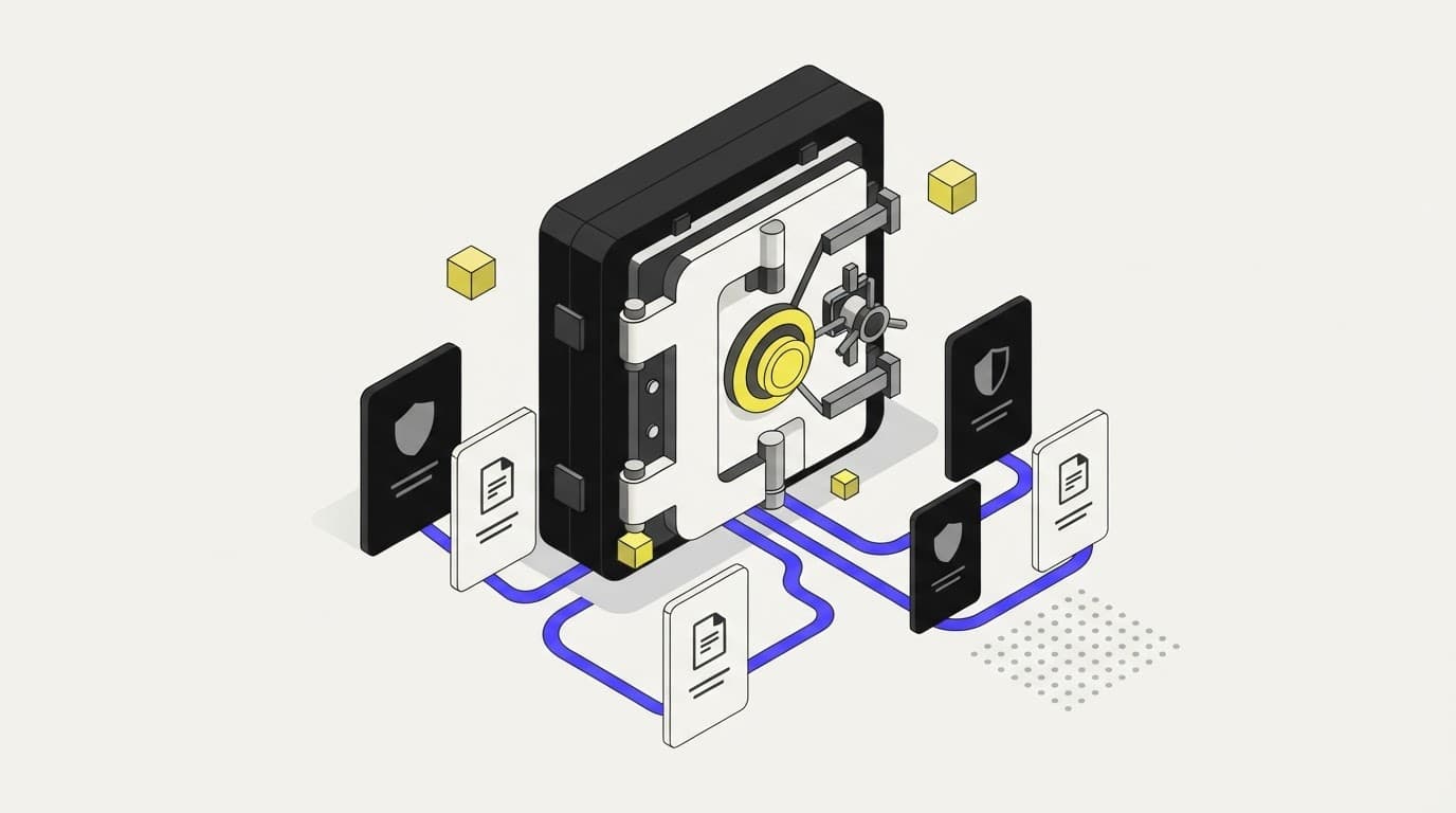 Isometric illustration of a secure vault representing enterprise AI scale